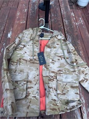 Kids' Camouflage Hooded Jacket in Tan/Olive